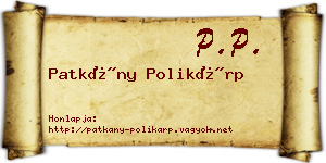 Patkány Polikárp névjegykártya